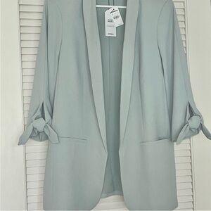 Express Women's Light Blue Mint Blazer with Tie Sleeves